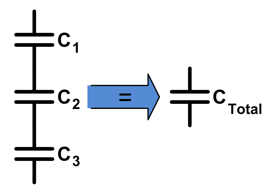 Drei Kondensatoren in Reihe