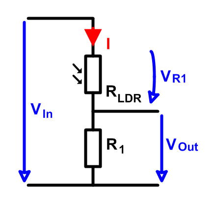 Spannungsteiler mit LDR