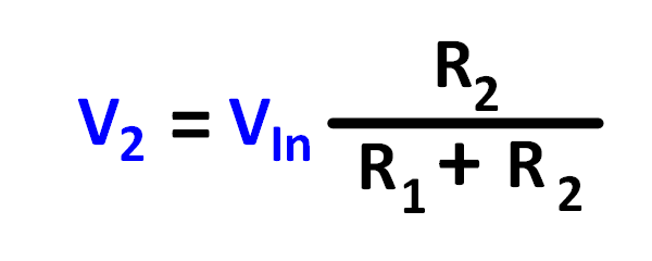 Die Grundform der Fromel zum Berechnen der Ausgangsspannung des Spannungsteilers