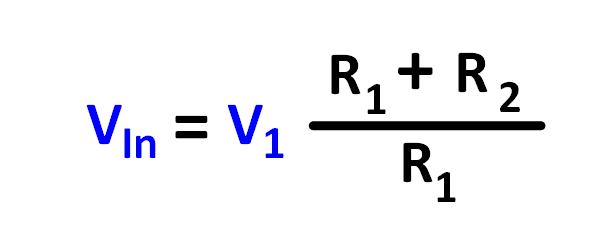 Spannungsteiler Formel umstellen, so dass von V1 auf Vin geschlossen werden kann